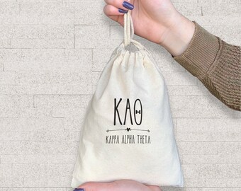 Sorority Mini Gift or Small Party Favor Bag, Boho Style Design Printed on Reusable Cotton Gift Bag, Sorority Goodie Bags