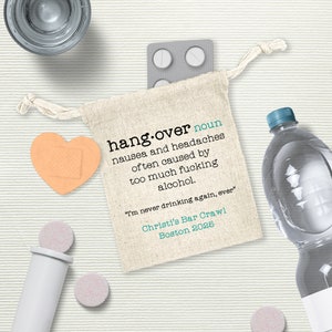 Hangover Recovery Bag, Custom Hangover Kit Bag, Personalized Bach Party Bag, Custom Bag for Hangover Recovery and Survival Kits