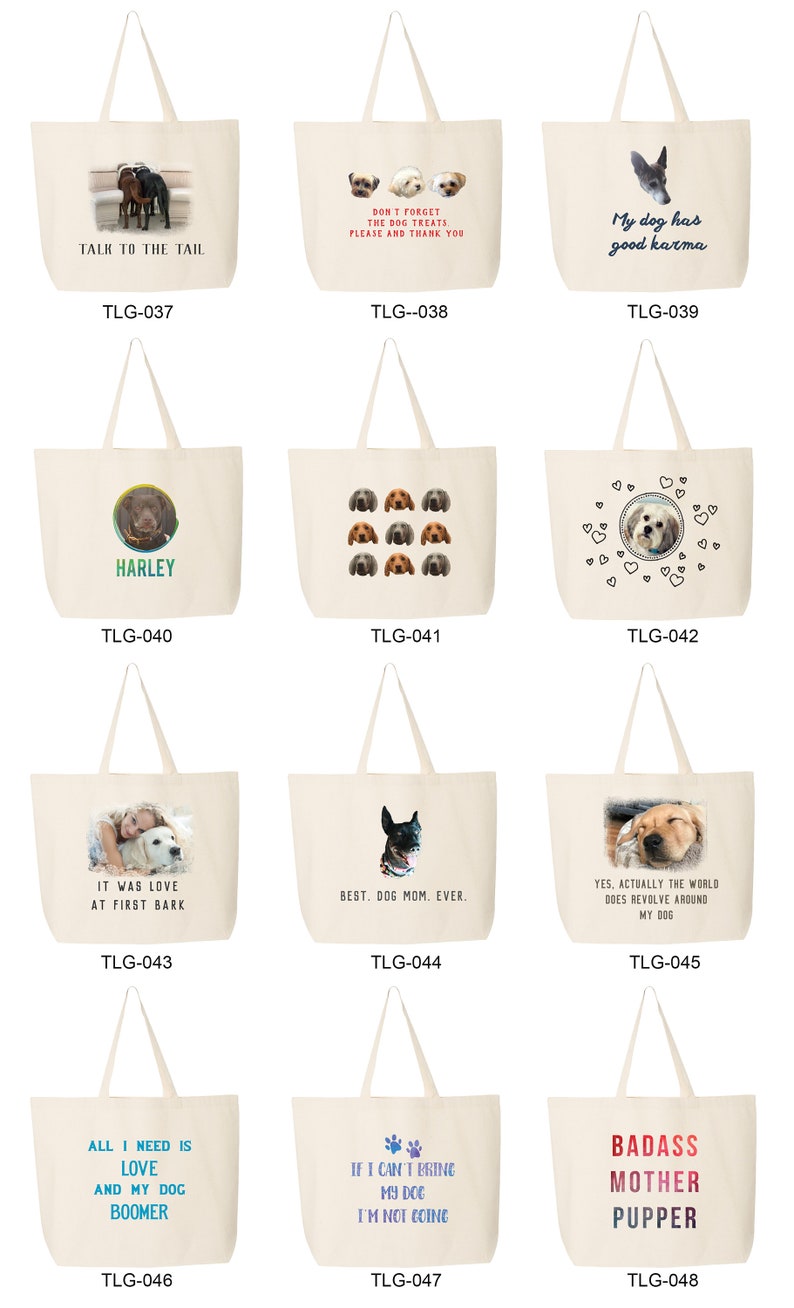 Pet Photo Custom Printed Tote Bag Printed with Your Dog's Faces, a Fun Novelty Shopping Tote for GIft Giving image 3