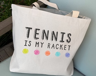 Tennis Gifts for Women, Tennis is My Racket Reusable Shopping Bag, Love Tennis, Practical and Fun Gift for Her with Tennis Theme