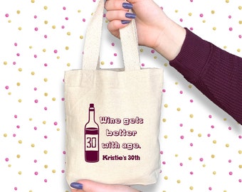 Custom Party Favor Goodie Bag with Wine Theme, Birthday Party Favor Bag, Winery Theme Party Favor Bag, 21st Birthday, 70th Birthday Favors