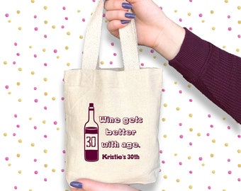 Personalized Wine Theme Party Favor Bag: Birthday Gift Tote