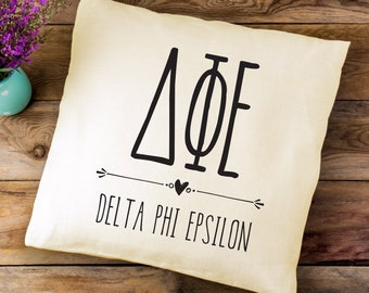 Boho Greek Letter Throw Pillow Cover for College Apartment, Dorm Throw Pillow Cover for Sorority, Cotton Throw Pillow Covers Sorority Gifts