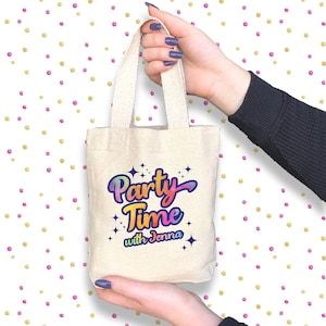 Party Time Birthday Favor Tote and Bags, Personalized Party Favor and Gift Bags, Custom Favor Bags, Birthday Party Favor, Birthday Treat Bag