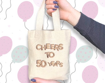 Cheers to 50 Years Birthday Gift Bag, Custom Birthday Cheers on Party Favor Bags, Fun Birthday Celebration for 30th Birthday, 40th Birthday