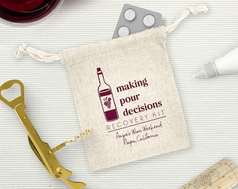 Personalized Wine Theme Favor Bag: Bachelorette Hangover Kit