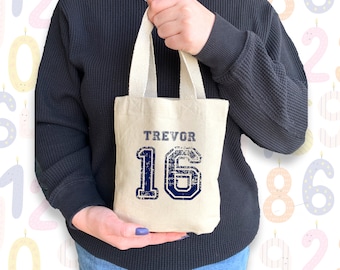 Birthday Gift and Party Favor Bags, Personalized Party Favor Bags with Name and Age, Custom Favor Bags, Sporty Birthday Party Goodie Bag