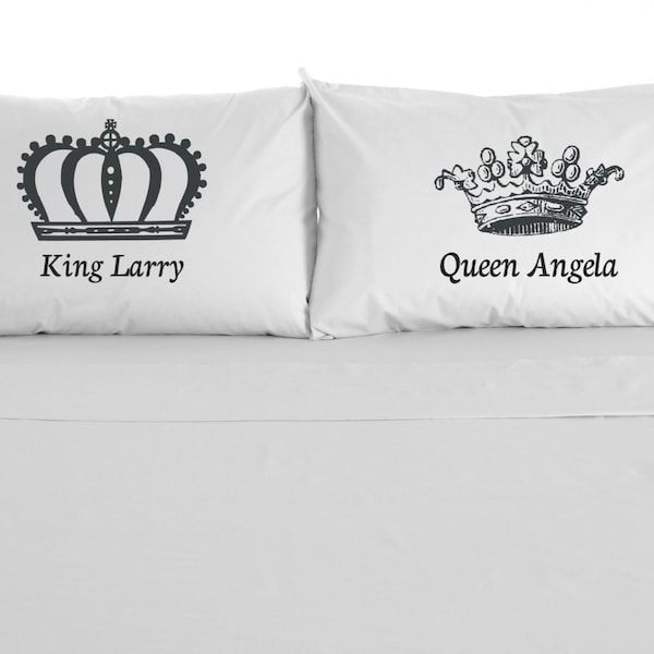 King and Queen Personalized Pillowcases, Wedding Gift, Love, Valentine's Day, Set of 2