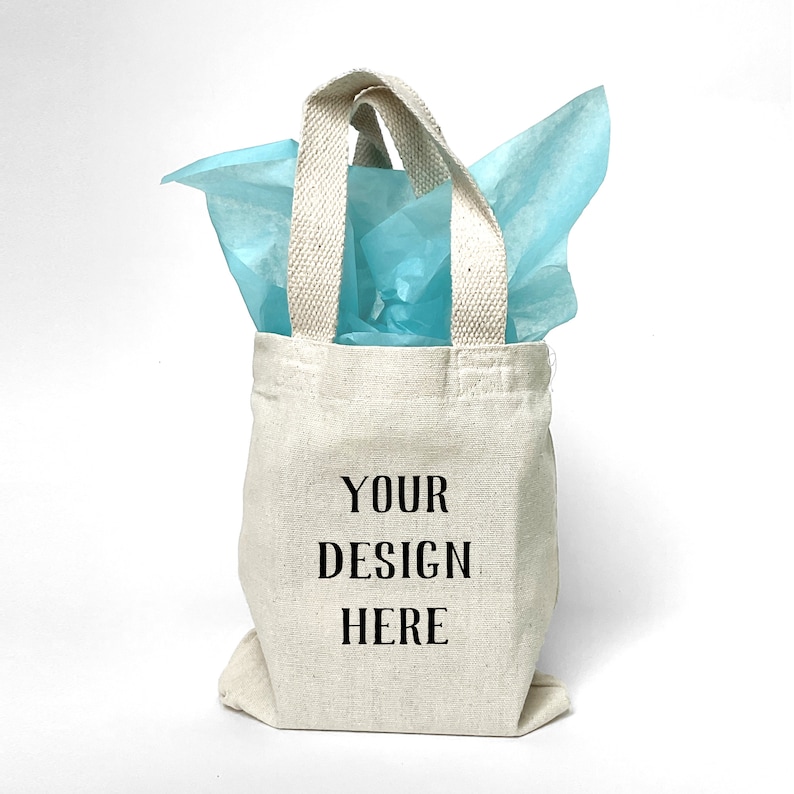 Personalized Custom Printed Mini Tote Bag, Your Design Digitally Printed on a Small Cotton Canvas Tote, Great Gift or Party Favor Bag Bild 4