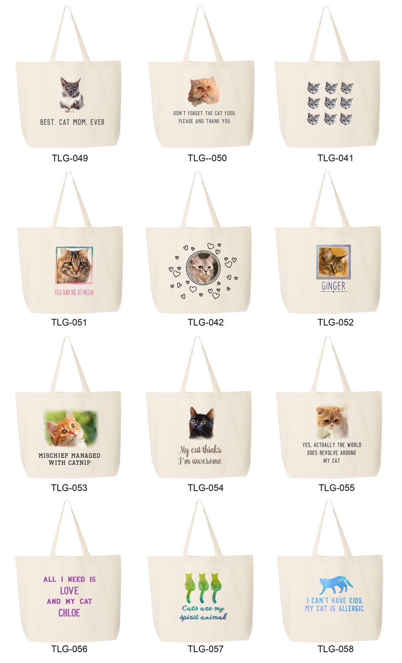 Custom Printed Photo Canvas Tote Using Your Cat/'s Photo