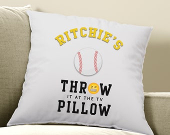 Funny Customized Throw Pillow Cover for the Baseball Fan, Personalized Baseball Pillow Covering for Game Day