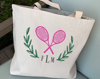 Personalized Tennis Tote Bag: Monogrammed Canvas Tennis Gift