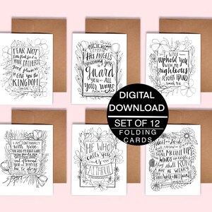 12 Karten Set, Ermutigungskarten, Inspirationskarten, Bibelverskarten, sofortiger Download, druckbar, Farbkarten, Bibelarbeit