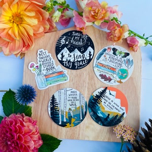 Nature Journal stickers, set of 5, waterproof vinyl stickers, charlotte mason, montessori, nature study, cover art, bullet-journal, nature