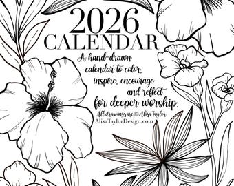 2026 Color the Scripture Calendar Art Print, Calendar (Digital Download)