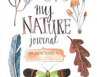 Nature Journal for Kids, 8"x6" , charlotte mason, montessori, nature study, cover art, printable, bullet-journal, hand-made, nature