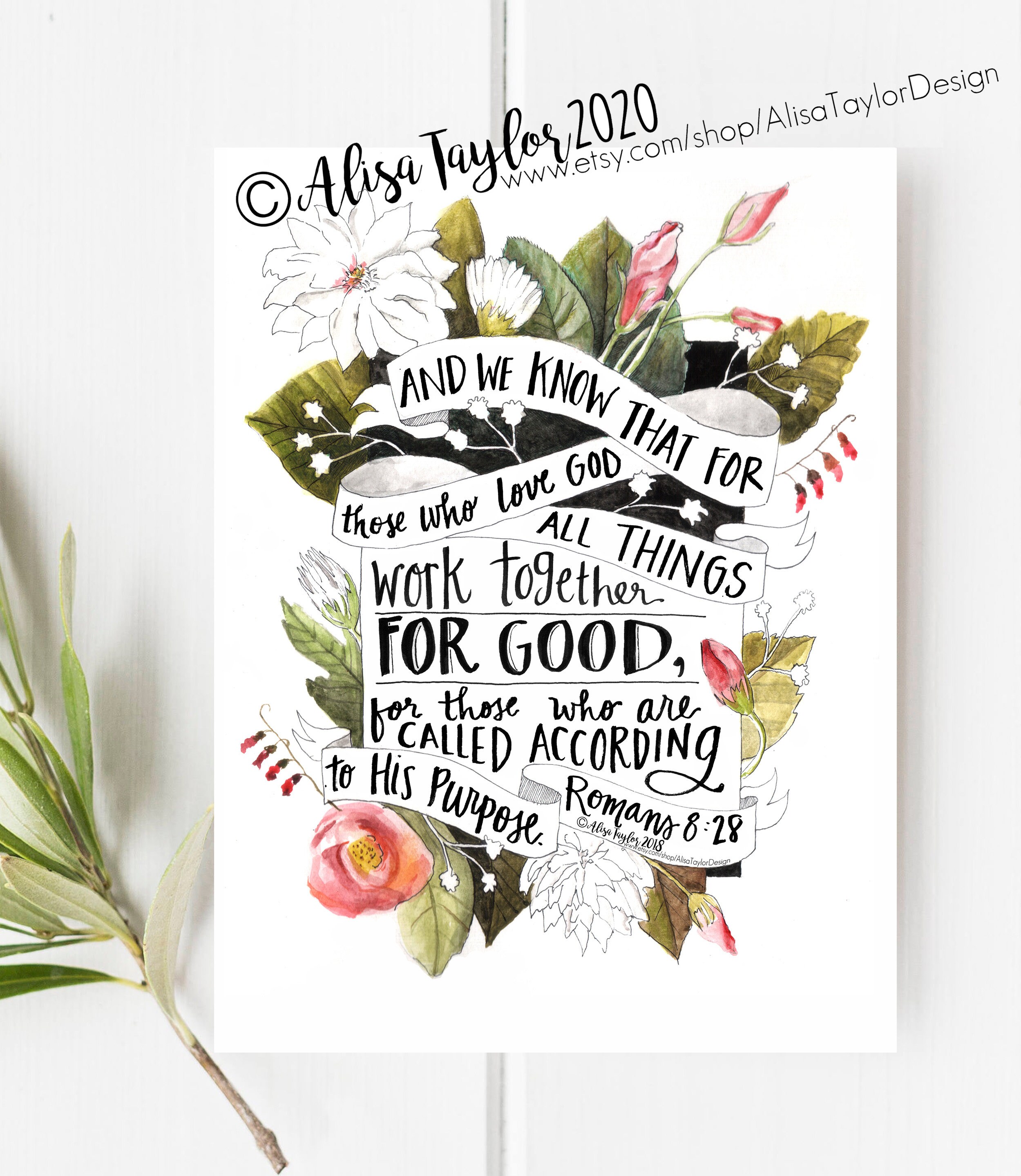 Romans 828 Bible Verse Printable Wall Art Scripture Art Etsy