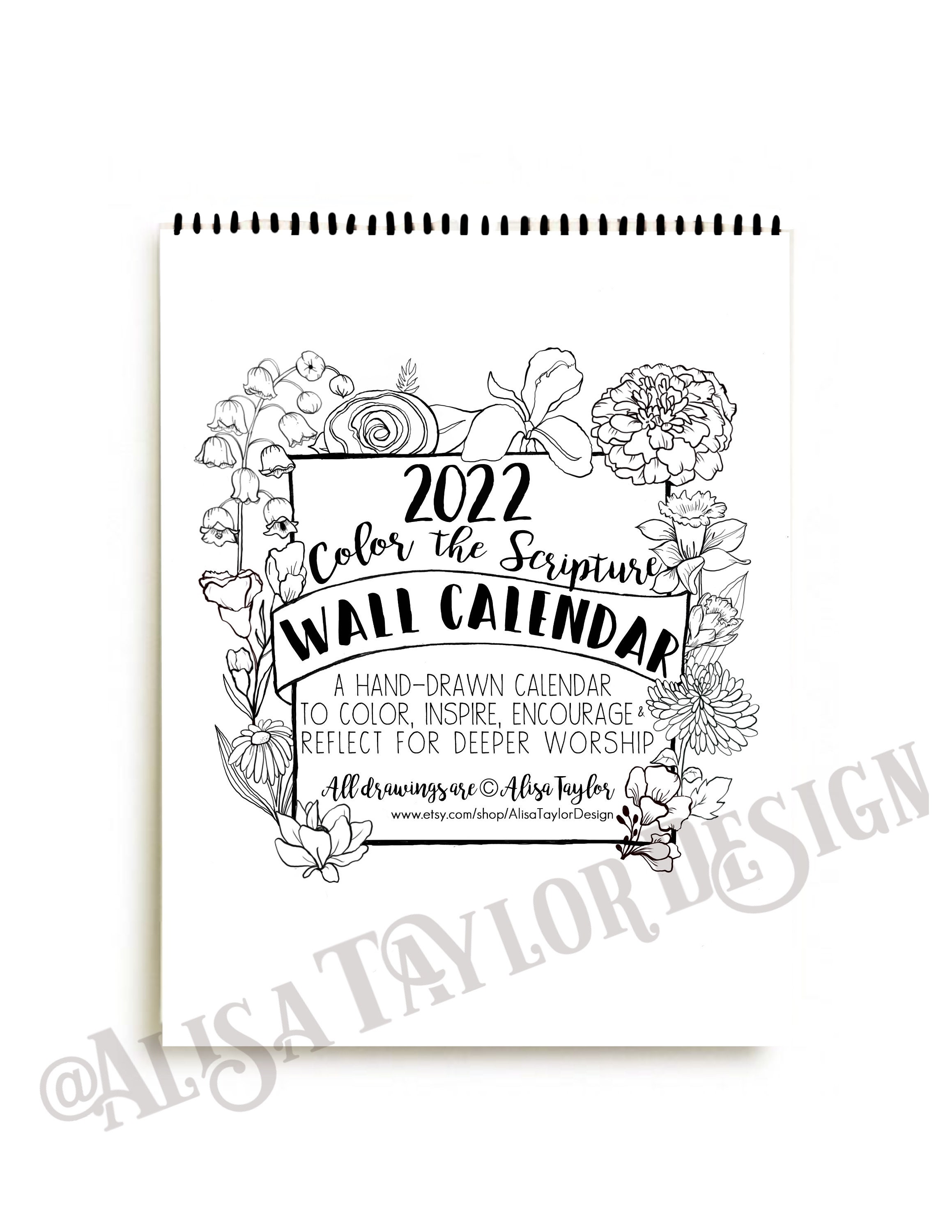 Merry Christmas Signcalander Of 2022 2022 Color The Scripture Calendar Coloring Book Adult | Etsy Australia