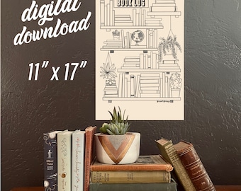 Book log Bookshelf Printable Template, Books to Read, Books I've Read, Book Tracker, Reading Log, Instant Download PDF,