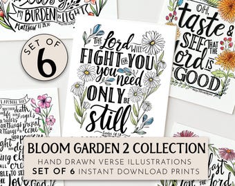 Bloom Garden Bible Verse Prints, Set of 6 (Digital Download)