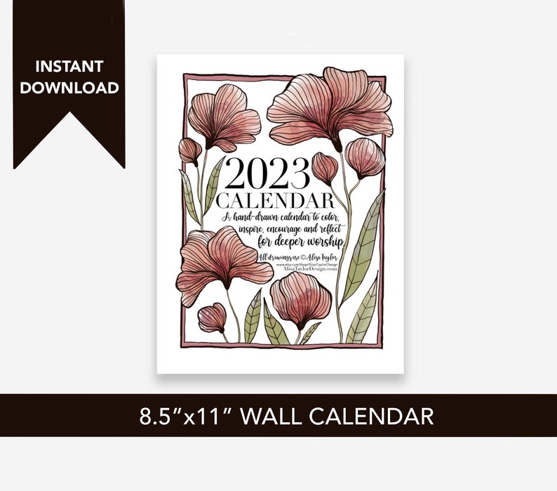 2023 Calendar Instant Download Wall Calendar 2023 Calendar Etsy