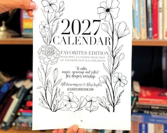2027 Christian Coloring Wall Calendar, Floral Bible Verse Illustrations, 8.5 x 11, Scripture Coloring Calendar, Christian Gift