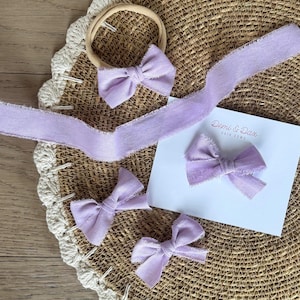 Solid Light Purple Hair Bow, Lilac Lavender Ribbon Pigtail Hairbows, Spring Headband or Clip for Baby, Toddler & Girls
