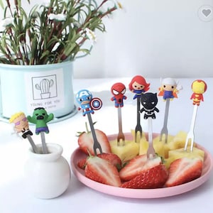 Mini cartoon animal fruit forks food picks fruit toothpick bento lunch for children decorative