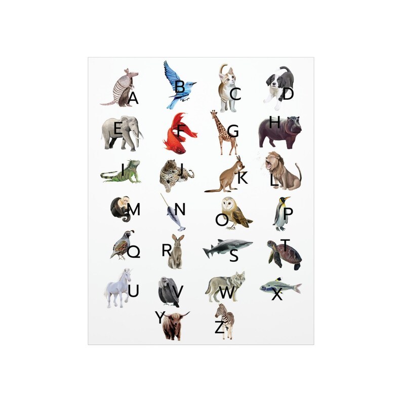 Animal Alphabet Poster / Nursery Alphabet Print / Animal Etsy