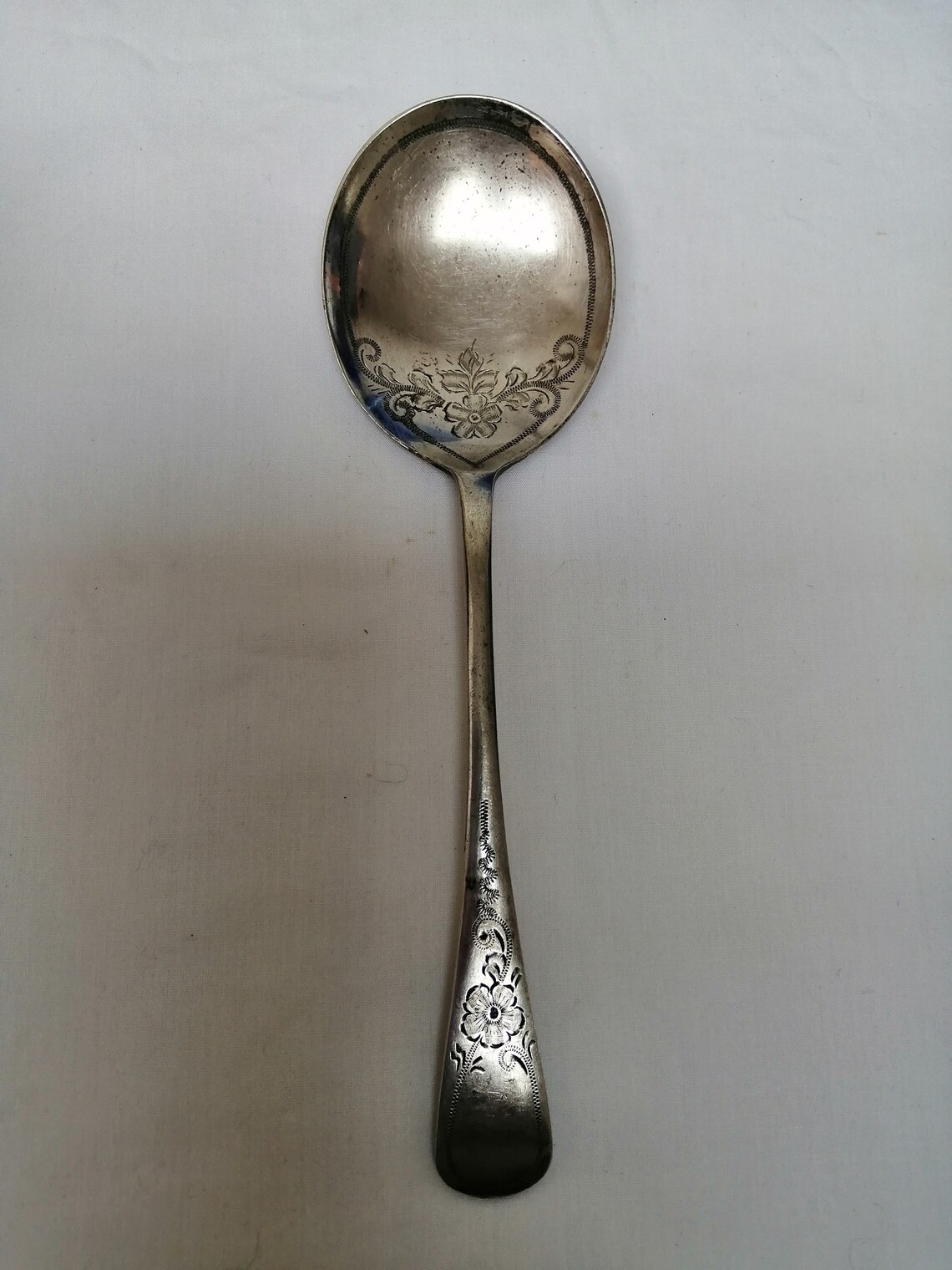 Large Antique Silver Plated EPNS Serving Spoon 21.5cm Floral Etsy