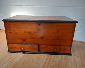 Antique Victorian Pine Mule Chest Blanket Box Coffee Table Trunk Rustic