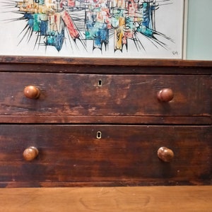 Vintage Table Top Chest Of Drawers Stained Pine Scratch Built ?