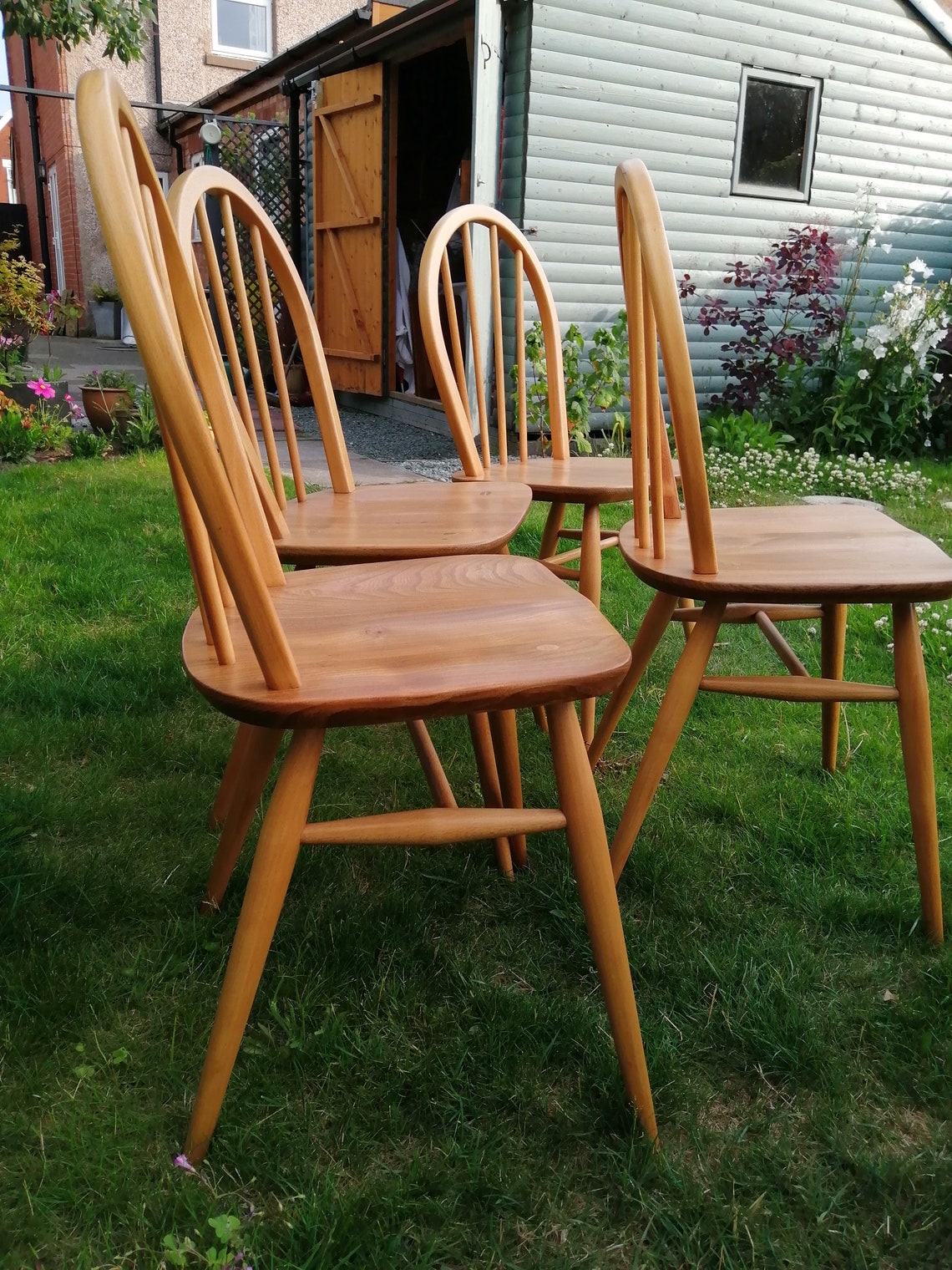 Set of 4 Vintage Ercol 400 Kitchen Chairs in Blonde 1960s Etsy