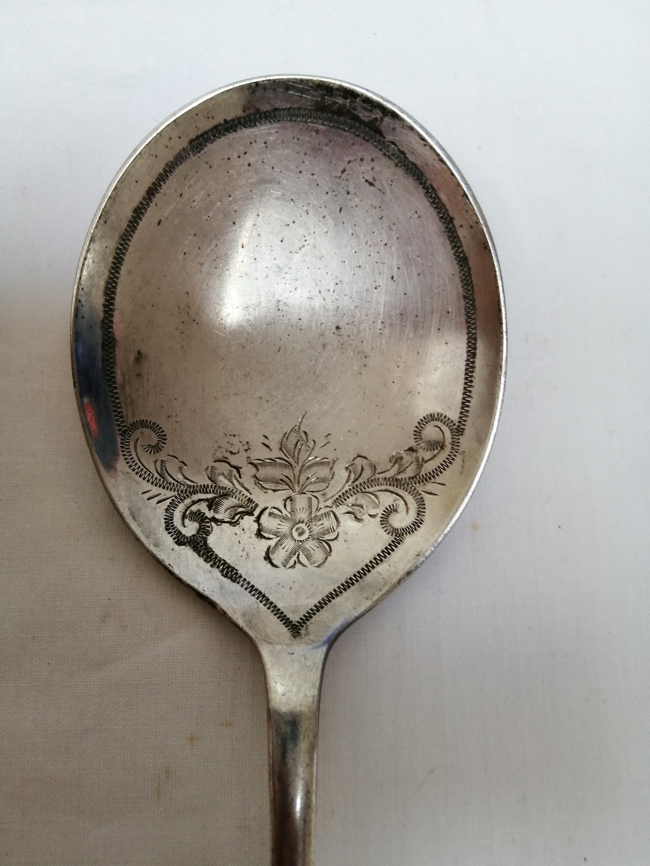 Large Antique Silver Plated EPNS Serving Spoon 21.5cm Floral Etsy