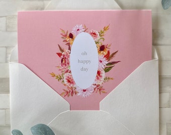 Oh happy day | set of 9 | floral stationery | floral notecards | hostess gift | 4" x 6" cards | birthday cards | floral birthday card