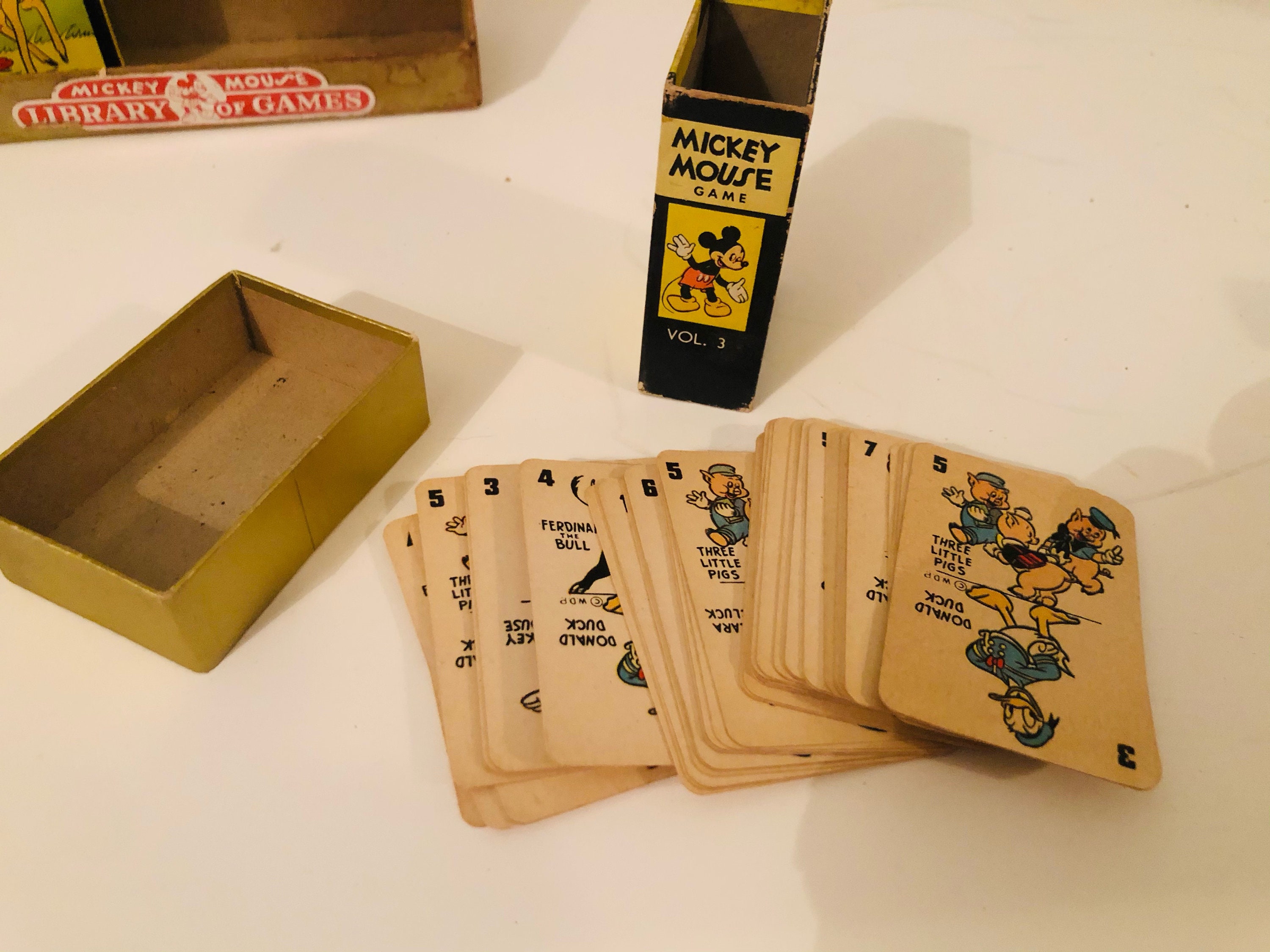 Vintage 1940s Mickey Mouse Library of Games Book Set of Card Games