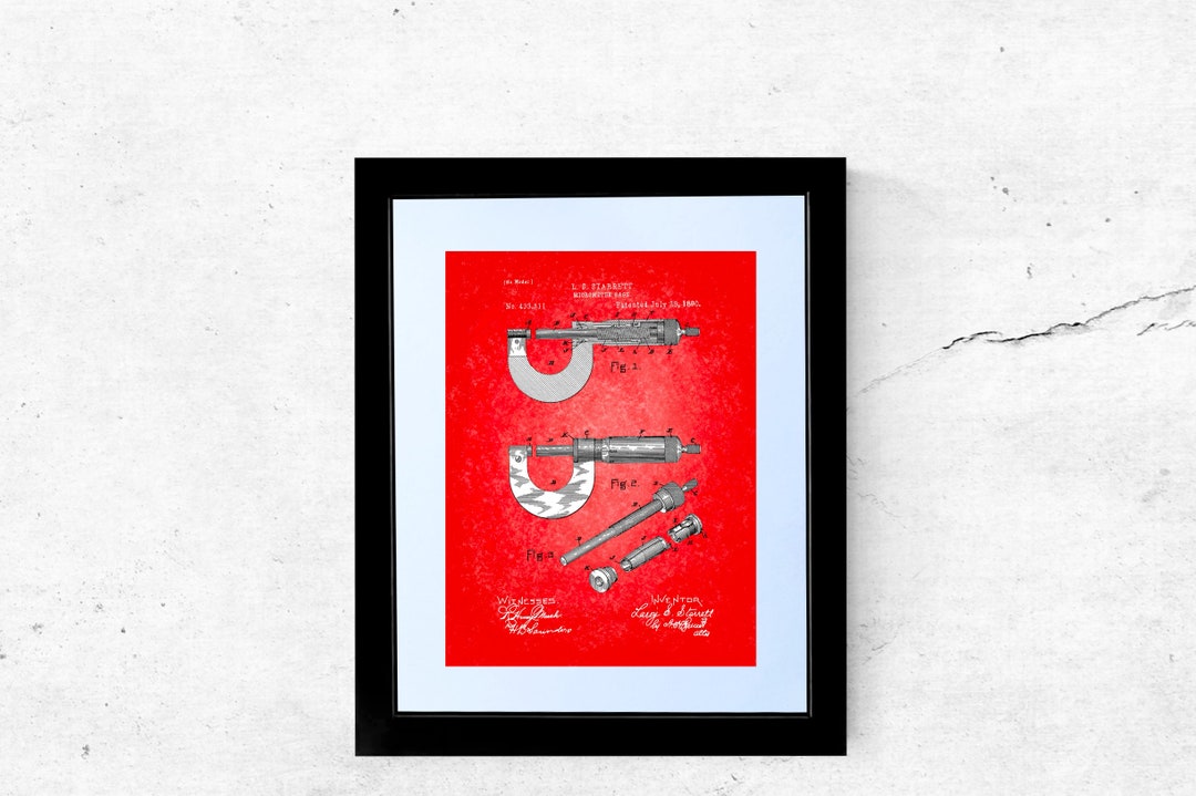 Micrometer Sign Print, Mechanic, Art Paper, Machinist, Garage