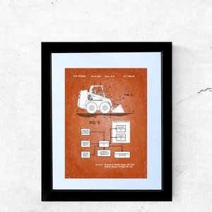 Skid Steer Operator Heavy Equipment Construction Print Only, Art Paper, Workshop, Garage Patent, Badge Plaque, Man Cave, DIY, USA Americana