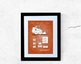 Skid Steer Operator Heavy Equipment Construction Print Only, Art Paper, Workshop, Garage Patent, Badge Plaque, Man Cave, DIY, USA Americana