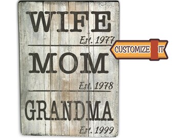 wife mom grandma sign