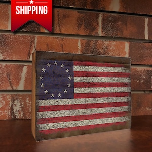 Betsy Ross Flag - Vintage Wood Box Sign