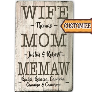 妻。母。おばあちゃんのカスタムサイン