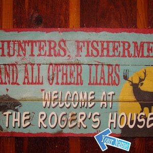Custom, Personalized Wood Sign.  Rustic Barn Wood Lodge, Cabin Sign.  Hunting, Fishing Sign. Vintage Wood Sign Personalized.
