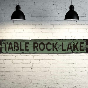 Custom Lake Sign on Rustic Barn Wood. Vintage Lake House Sign measures 43 inches long. Handcrafted Wood Sign. Any Lake Name