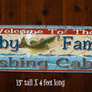Large Fishing Cabin Tin/Metal Sign - Personalized