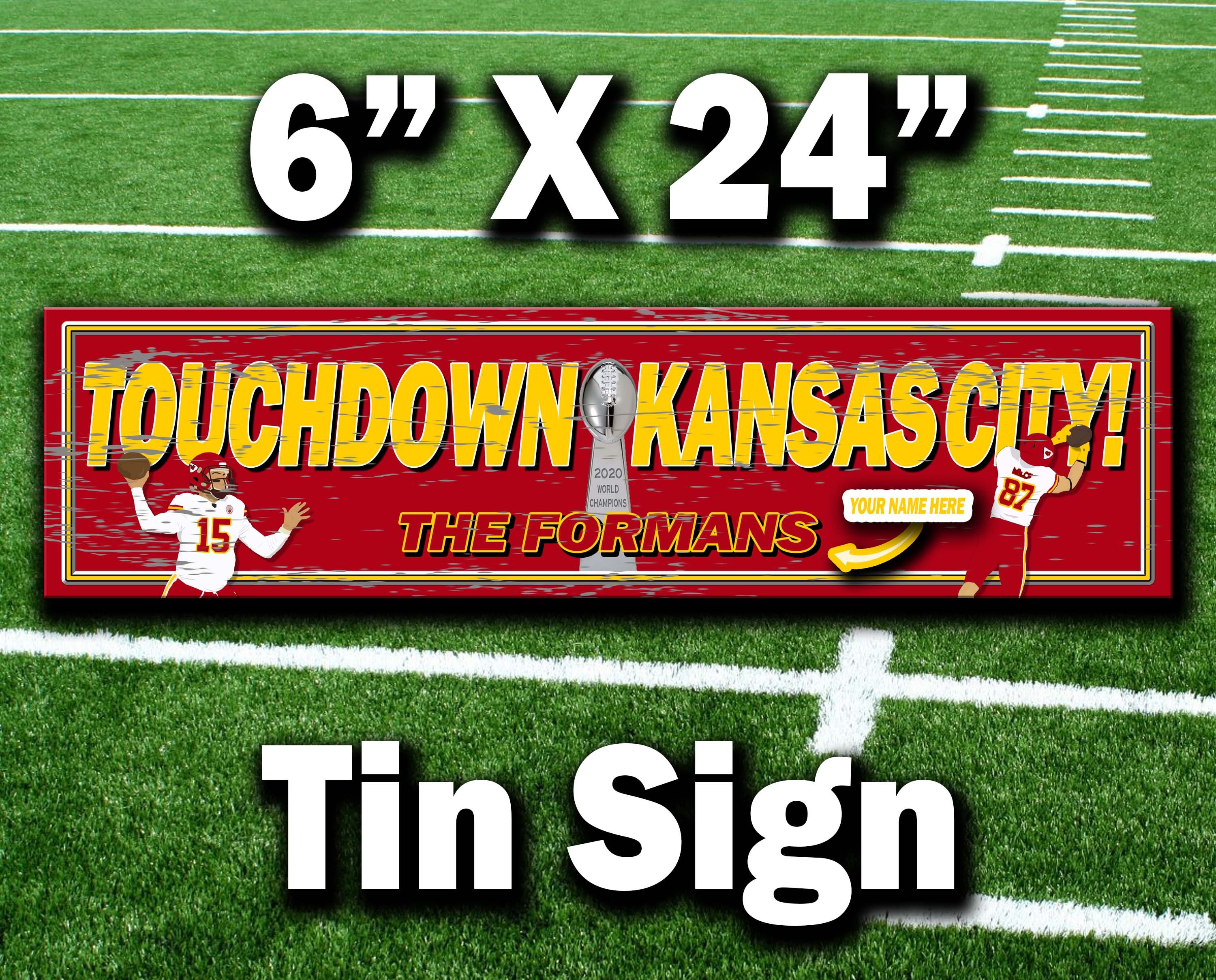 Kc Touchdown Rectangle Sign Kansas City Football Tin Sign - Etsy