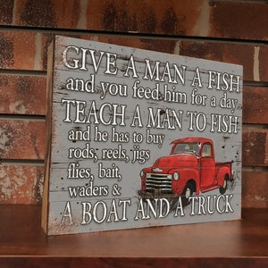 Vintage Fishing Wood Sign