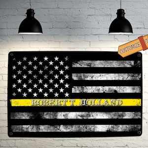 Security Guard Yellow Line Flag Sign - FREE Personalization