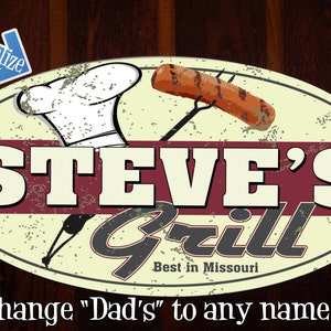 Dad's Grill Custom Tin Sign BBQ Sign image 4