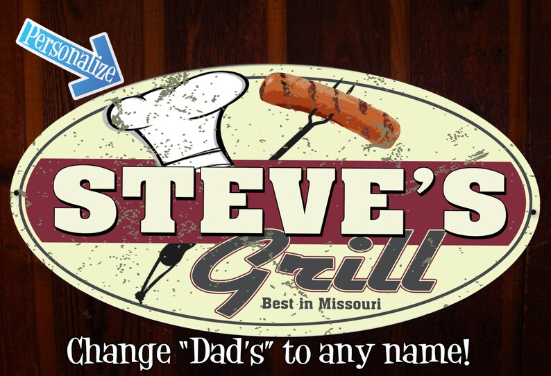 Dad's Grill Custom Tin Sign BBQ Sign image 4